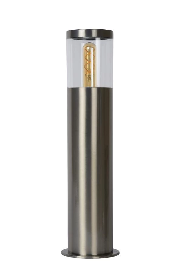 Lucide FEDOR - Bollard light - 1xE27 - IP44 - Satin Chrome - turned off